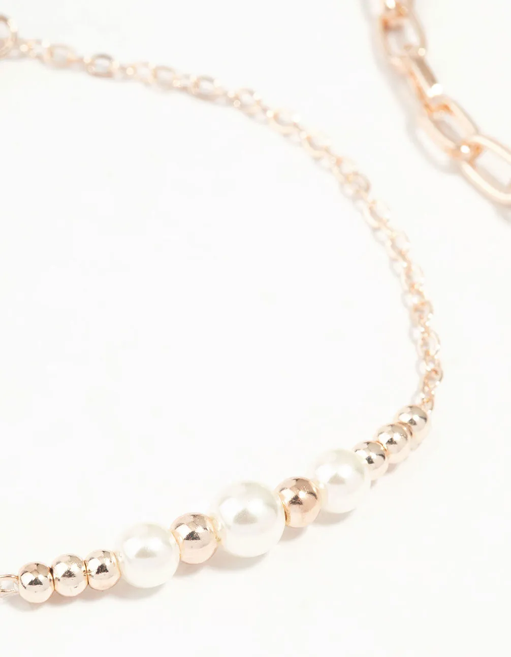 Rose Gold Chain Link & Pearl 2-Pack Bracelet sold by lovisa product image thumbnail 2