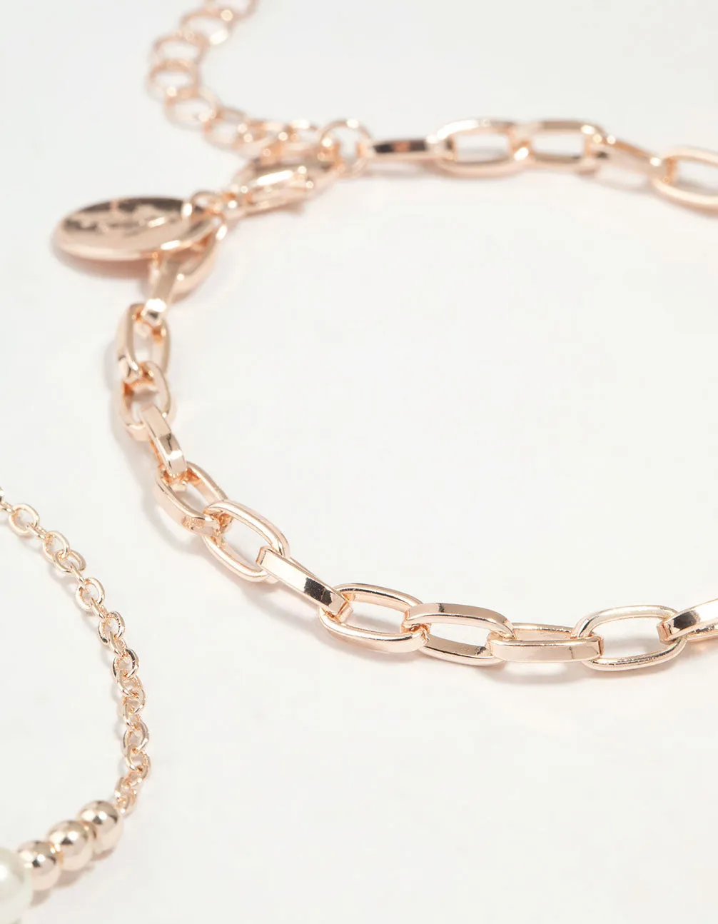 Rose Gold Chain Link & Pearl 2-Pack Bracelet sold by lovisa product image thumbnail 3