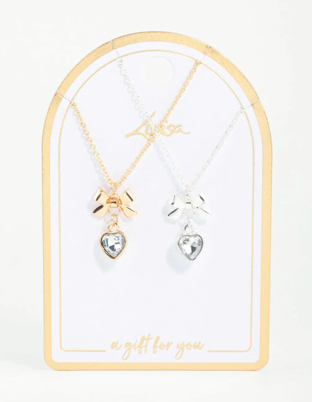 Heart & Bow Pendant Necklaces 2-Pack sold by lovisa product image thumbnail 2
