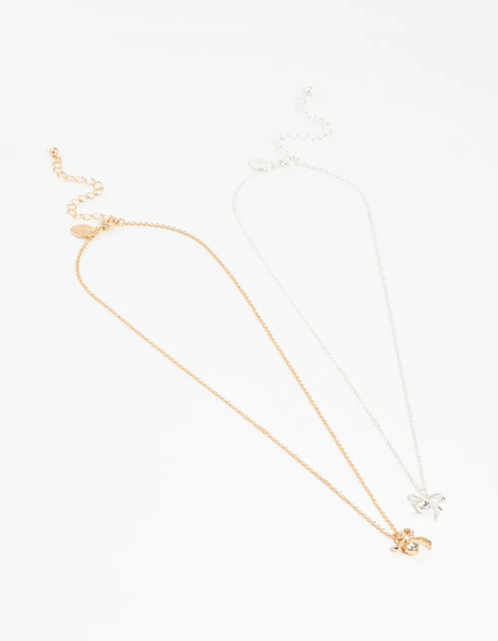 Mixed Metals Bow with Diamante Necklaces 2-Pack sold by lovisa product image thumbnail 3
