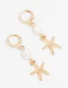 Gold Pearl Starfish Huggie Drop Earrings sold by lovisa