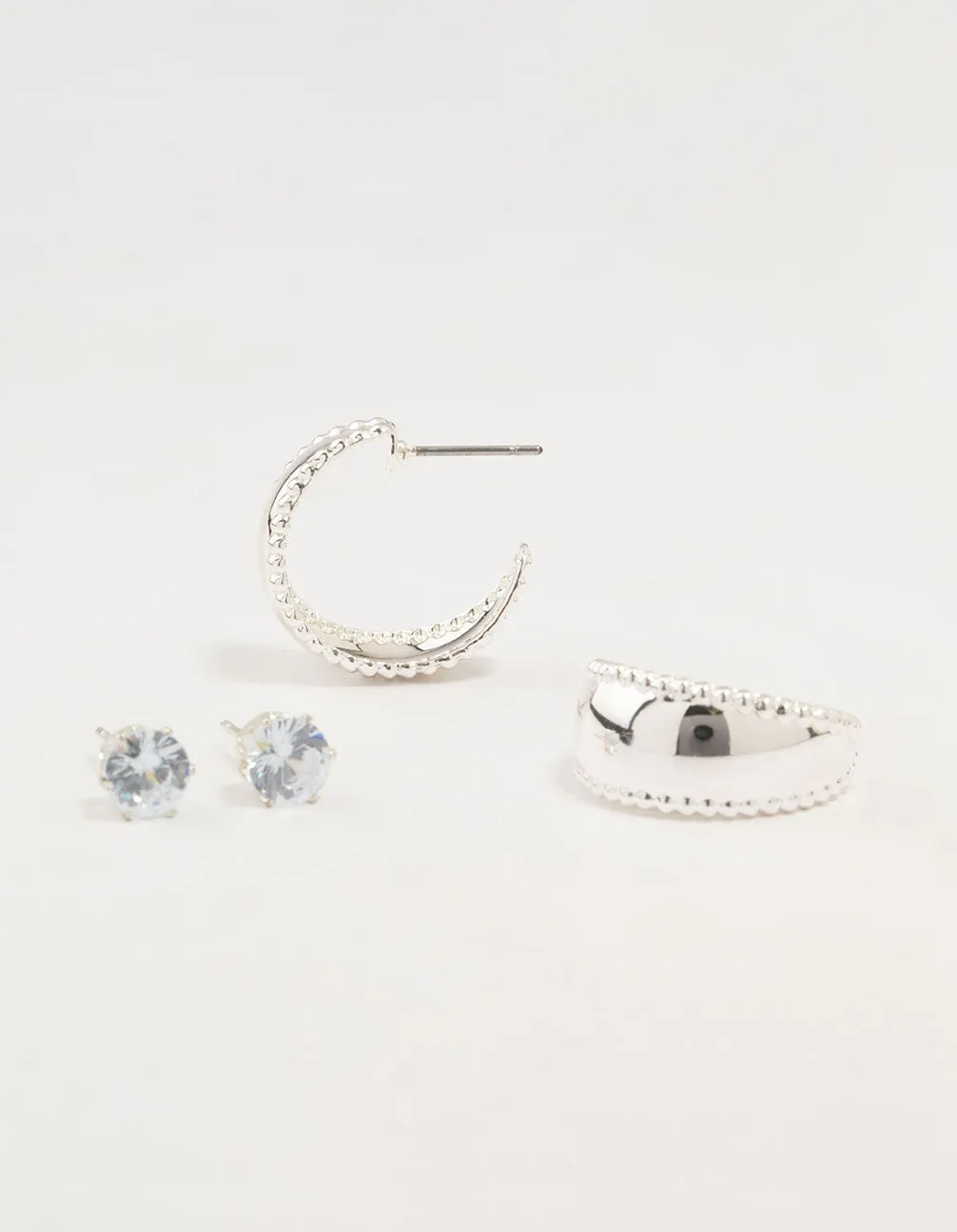 Silver Diamante Stud & Hoop Earrings 2-Pack sold by lovisa