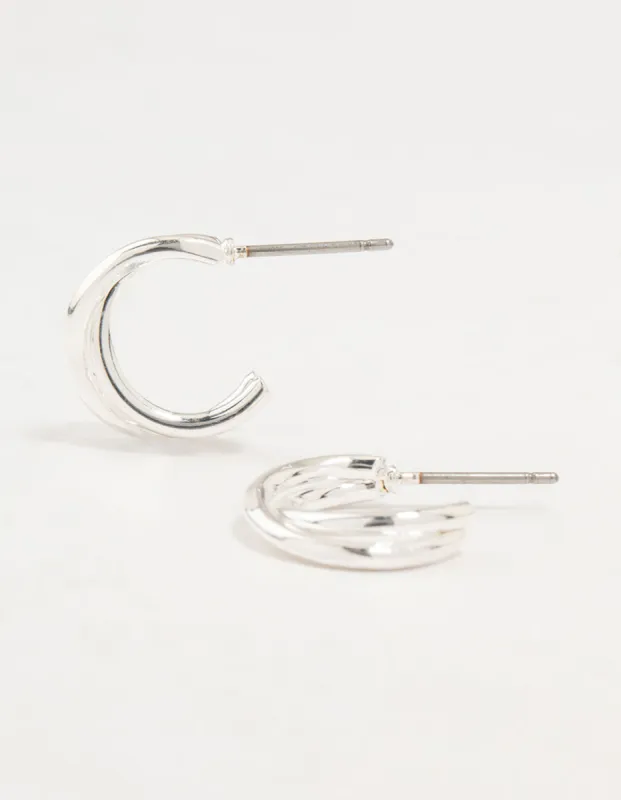 Silver Twisted Double Rope Huggie Earrings sold by lovisa