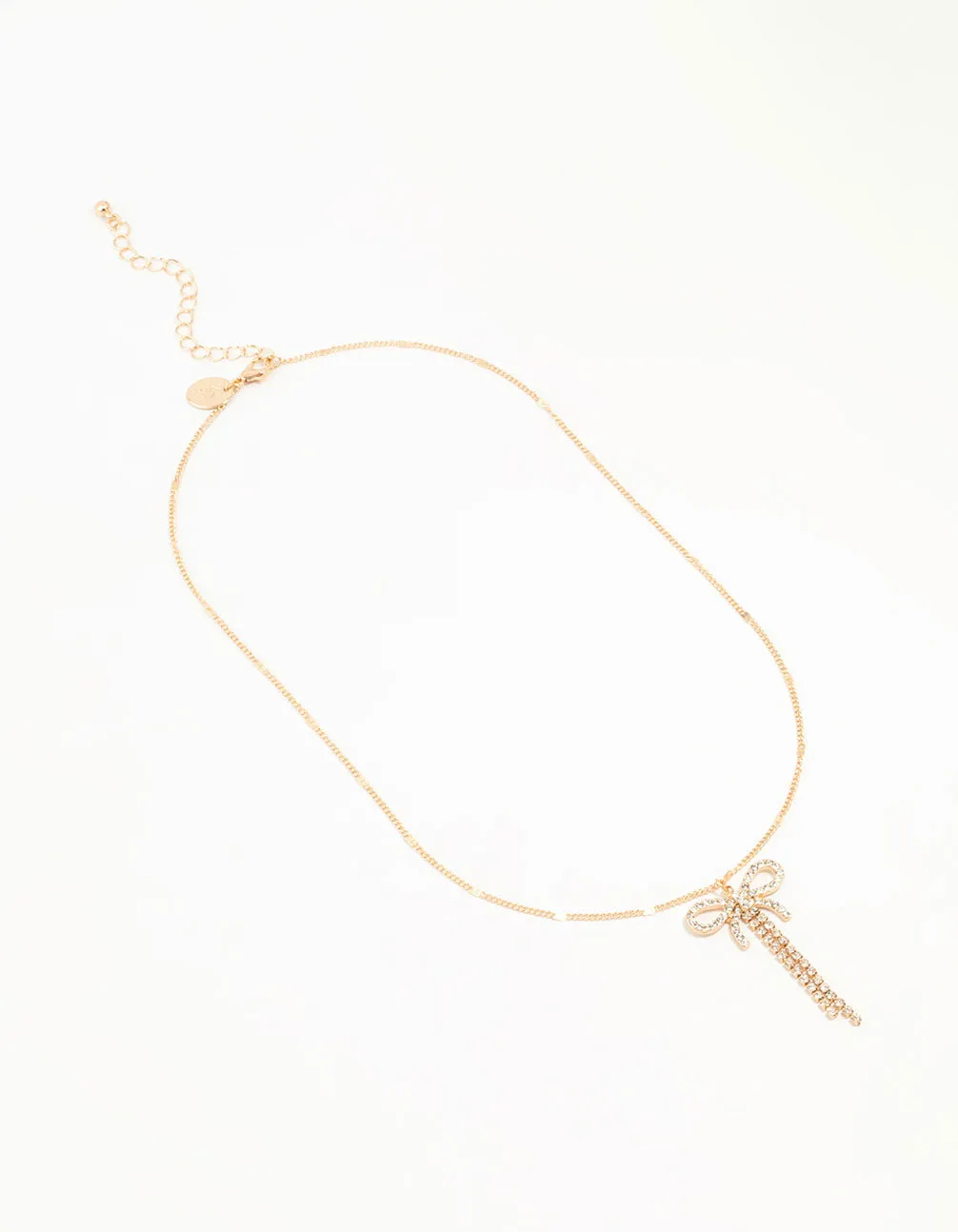 Gold Diamante Bow Drop Necklace sold by lovisa product image thumbnail 4