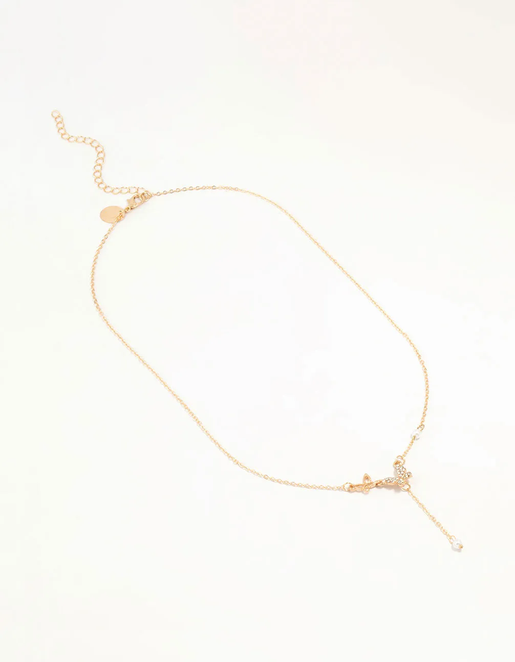 Gold Diamante Pearl Butterfly Y-Necklace sold by lovisa product image thumbnail 4