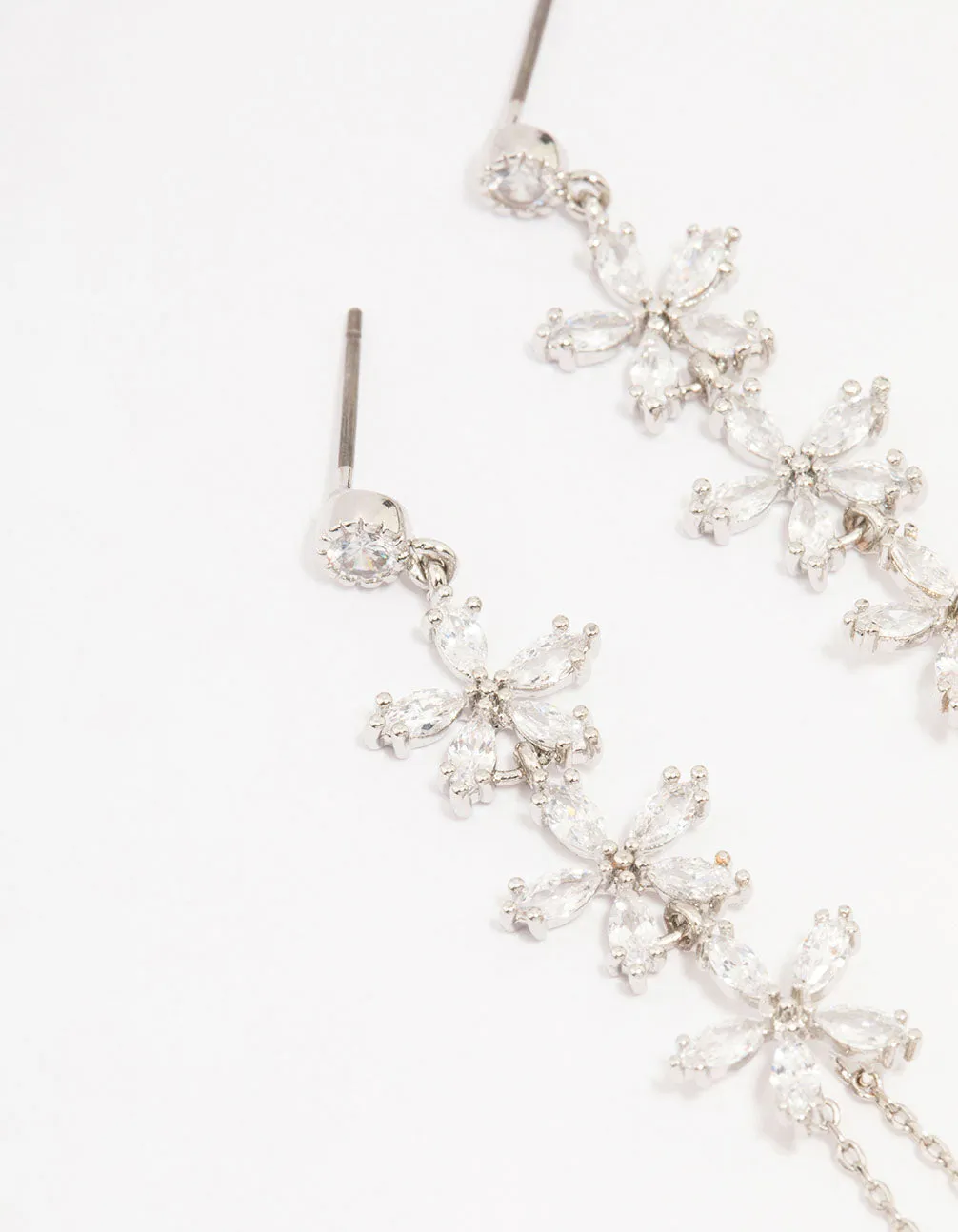 Rhodium Cubic Zirconia Flower Multi Drop Earrings sold by lovisa product image thumbnail 2