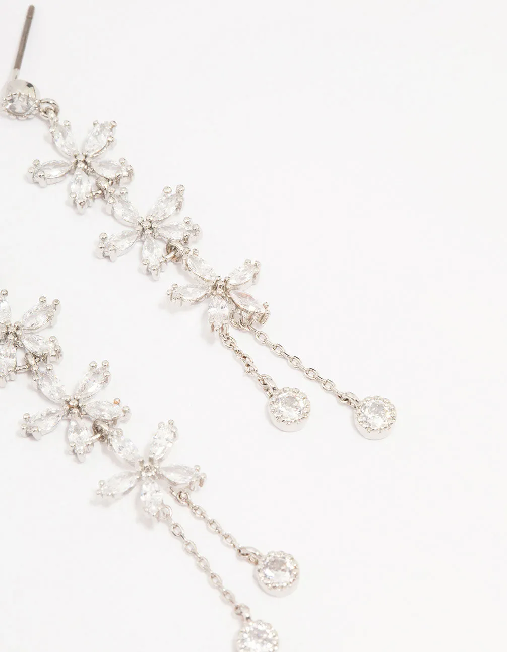 Rhodium Cubic Zirconia Flower Multi Drop Earrings sold by lovisa product image thumbnail 3