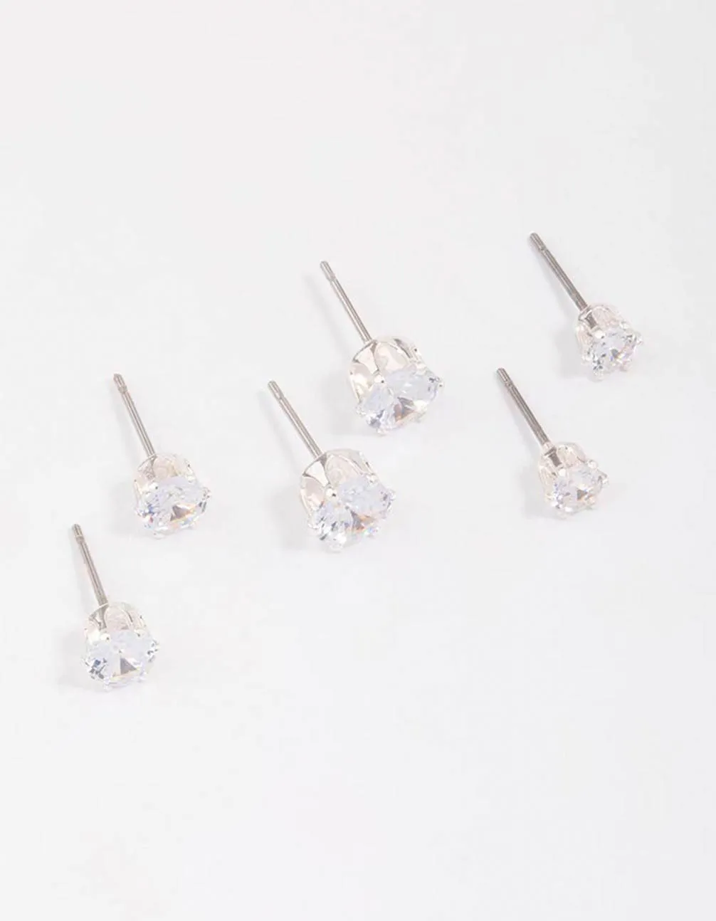 Silver Graduating Diamante Stud Earring 3-Pack sold by lovisa