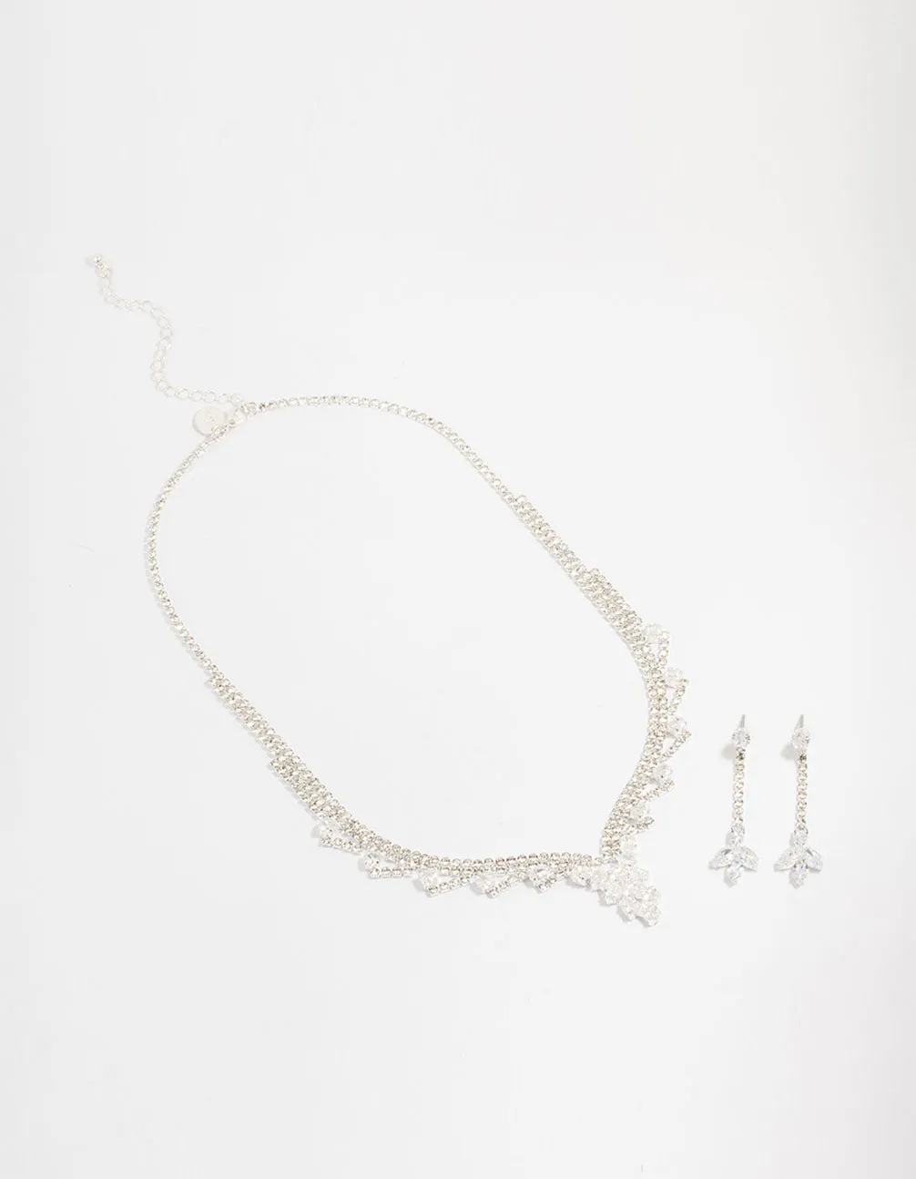 Silver Cubic Zirconia Geometric Pear V-Necklace & Earrings Set sold by lovisa product image thumbnail 2