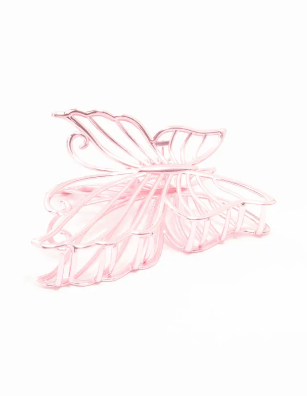 Pink Coated Metal Detail Butterfly Claw Clip sold by lovisa