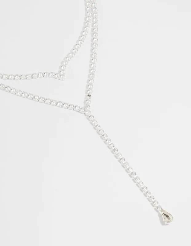 Silver Cubic Zirconia V Necklace sold by lovisa