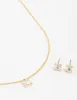 Gold Plated Diamante Square Necklace & Earrings Set sold by lovisa