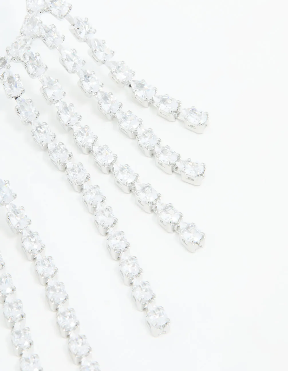 Silver Cubic Zirconia Long Pear Drop Earrings sold by lovisa product image thumbnail 5