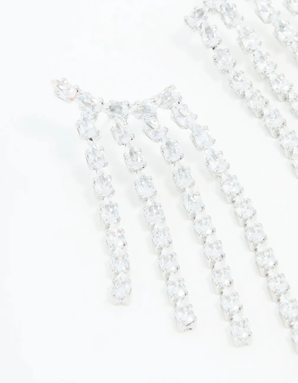 Silver Cubic Zirconia Long Pear Drop Earrings sold by lovisa product image thumbnail 4