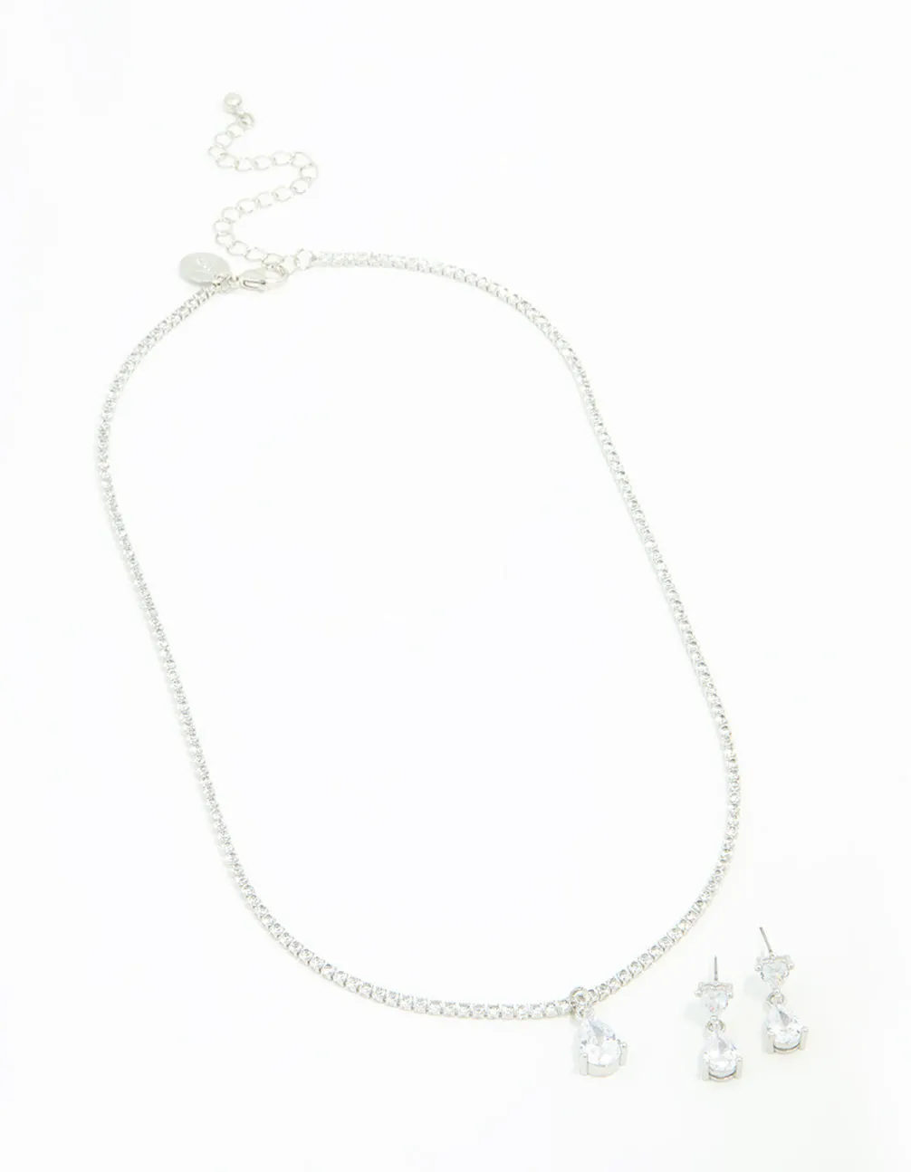 Silver Cubic Zirconia Drop Pear Necklace & Earrings Set sold by lovisa product image thumbnail 2