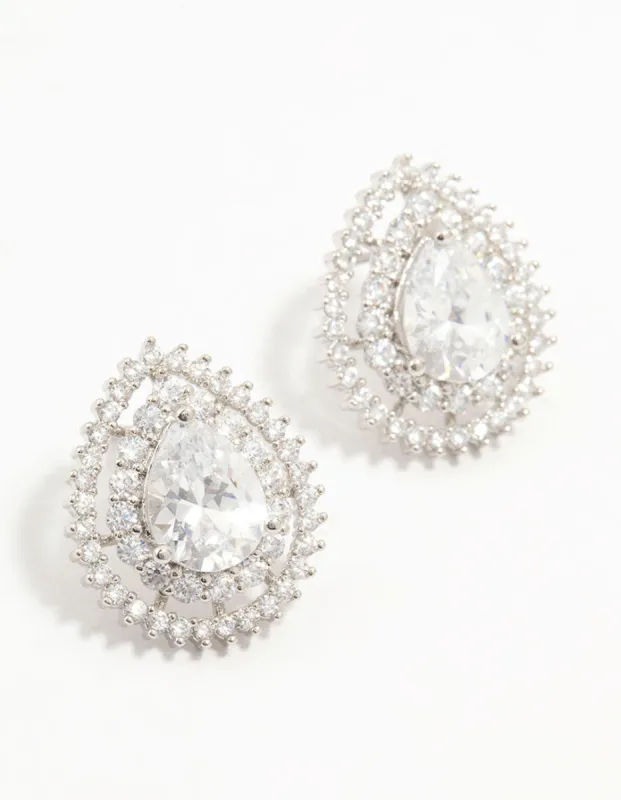 Silver Diamante Snowflake & Pearl Drop Earrings sold by lovisa