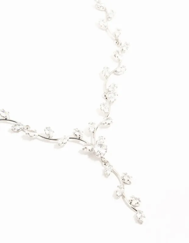 Silver Cubic Zirconia Vine Y-Necklace sold by lovisa