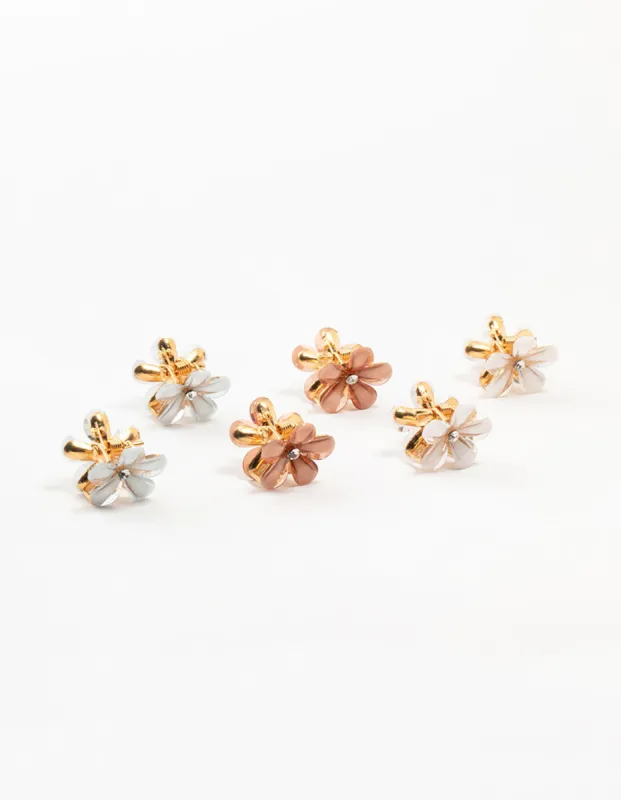 Gold Diamante Mini Flower Clips sold by lovisa