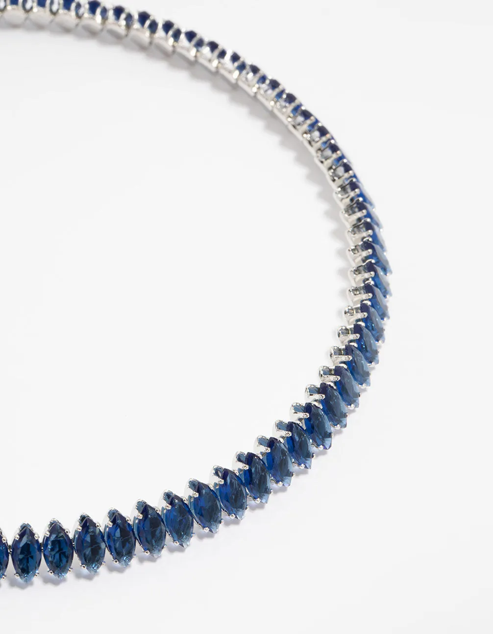 Silver Blue Cubic Zirconia Navette Choker Necklace sold by lovisa product image thumbnail 2