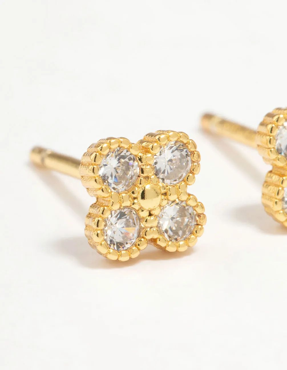 Gold Plated Sterling Silver Cubic Zirconia Flower Stud Earrings sold by lovisa product image thumbnail 4