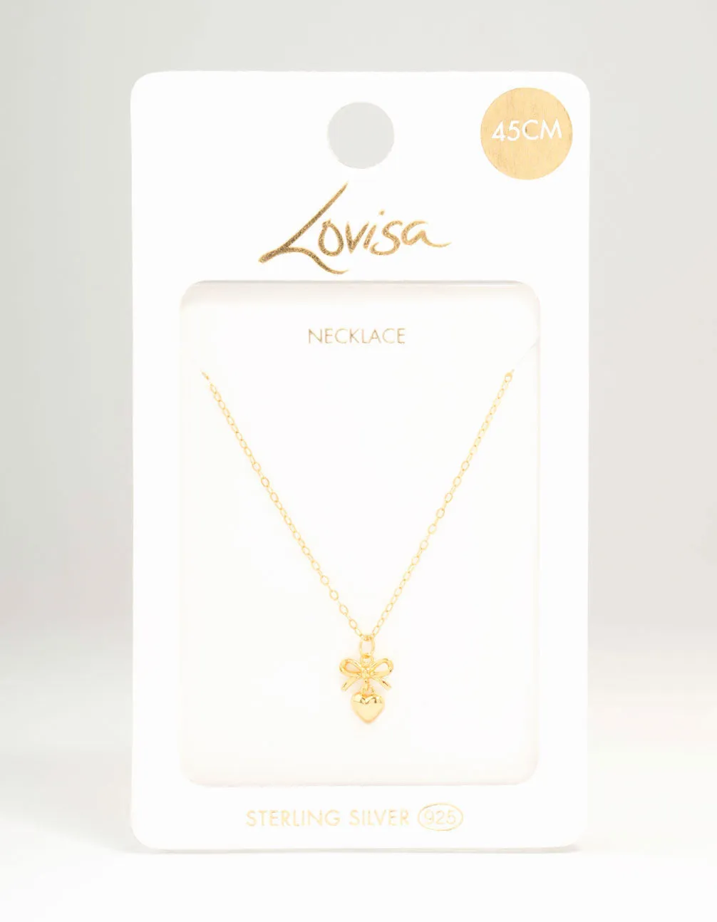 Gold Plated Sterling Silver Bow & Heart Necklace sold by lovisa product image thumbnail 3