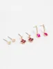 Gold Pink Diamante Clover Stud Earrings 3-Pack sold by lovisa