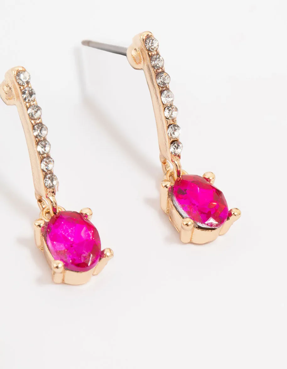 Gold Pink Diamante Clover Stud Earrings 3-Pack sold by lovisa product image thumbnail 3