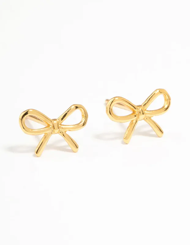 Gold Plated Sterling Silver Bow Stud Earrings sold by lovisa