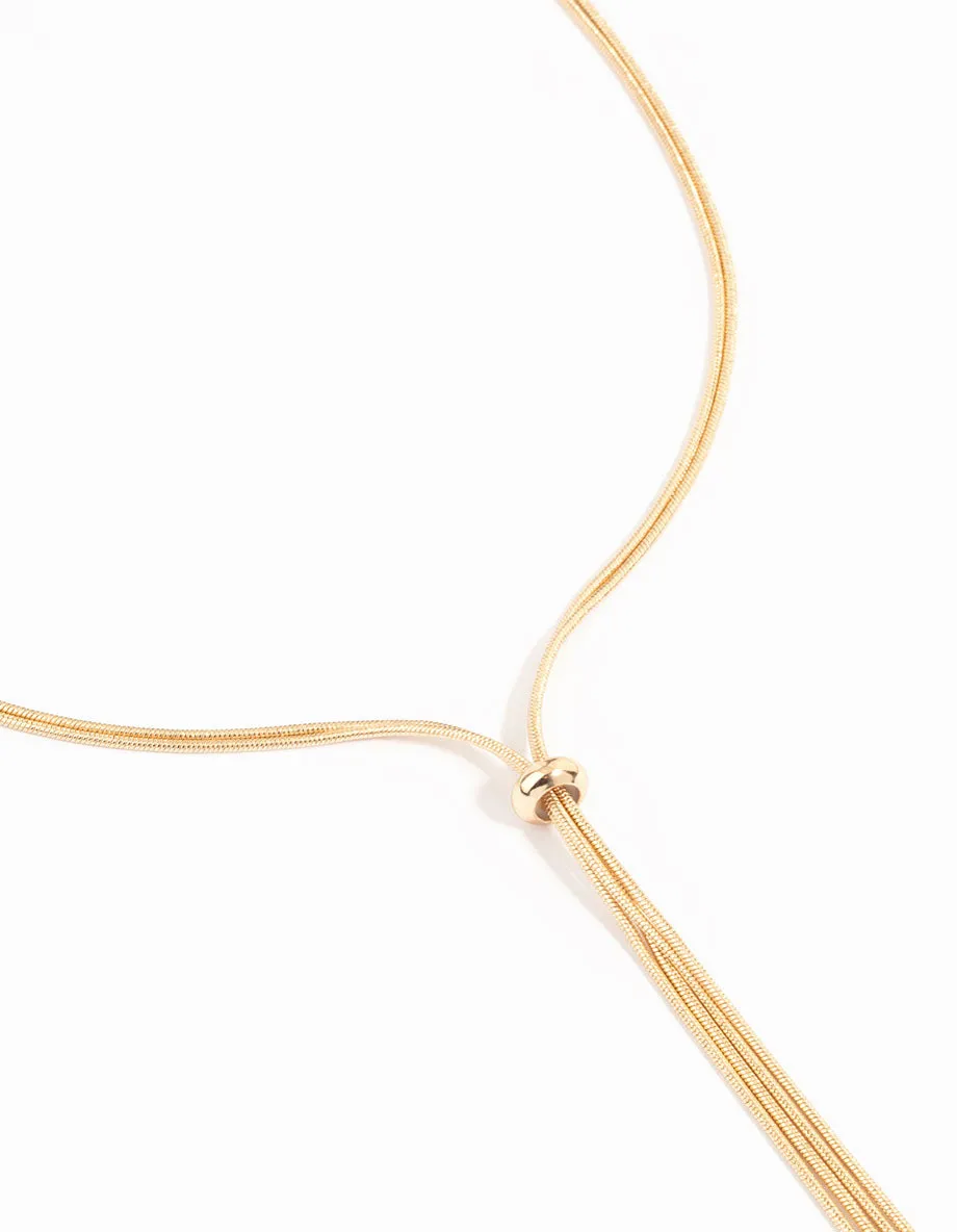 Gold Thin Tassel Y-Necklace sold by lovisa
