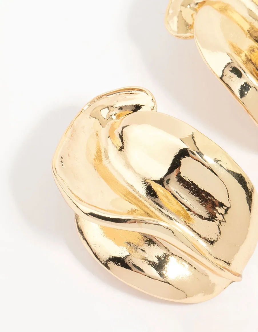 Gold Abstract Textured Stud Earrings sold by lovisa product image thumbnail 4