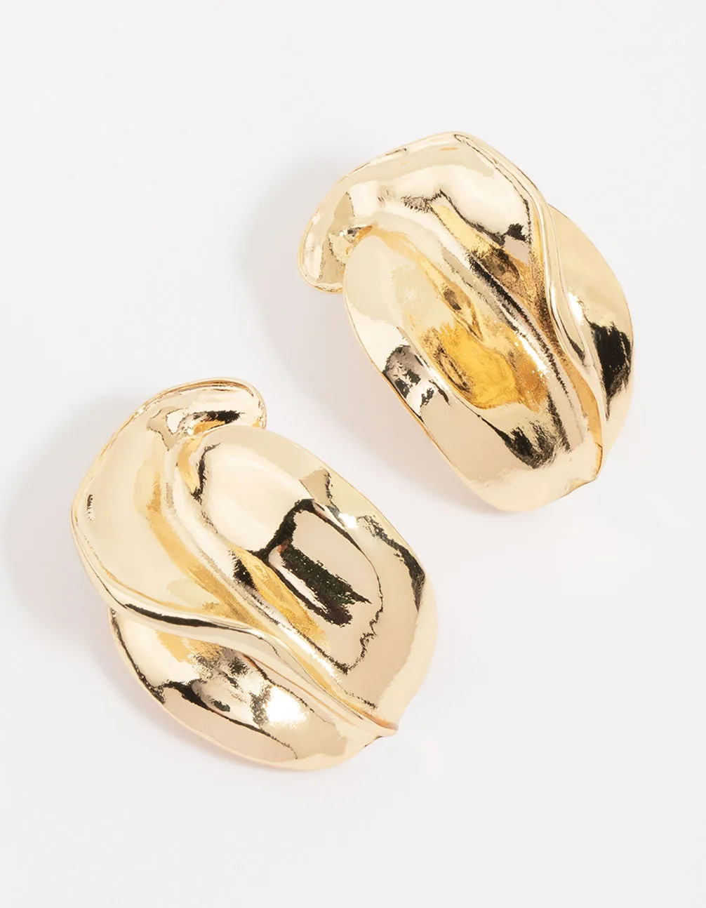 Gold Abstract Textured Stud Earrings sold by lovisa