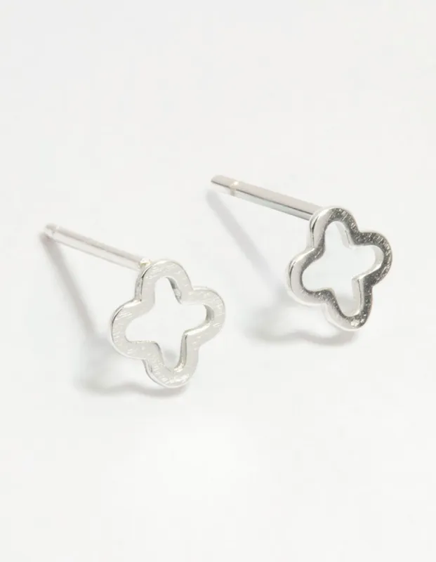 Sterling Silver Flower Outline Stud Earrings sold by lovisa