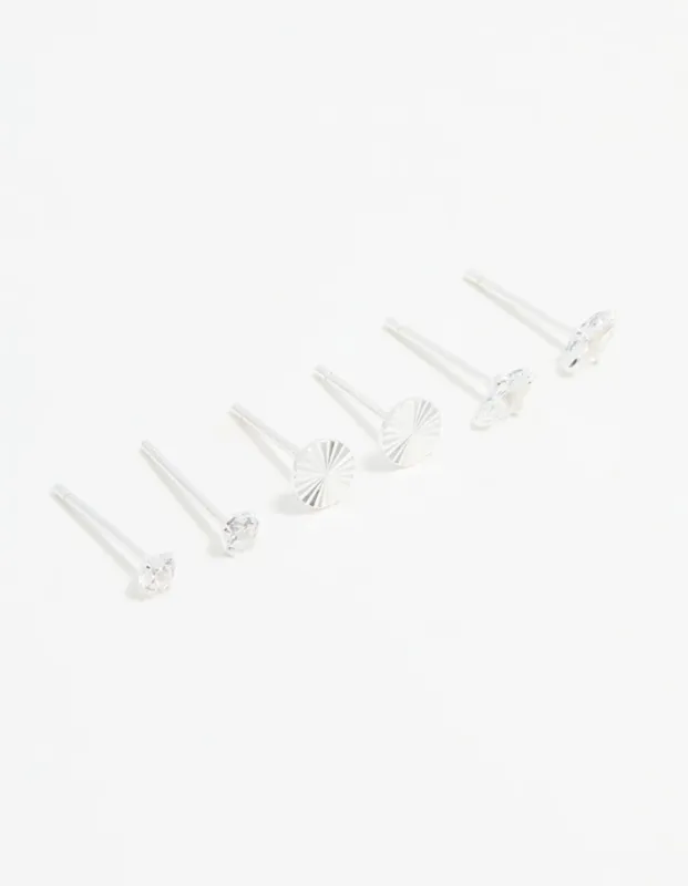Sterling Silver Cubic Zirconia Stud Earrings 3-Pack sold by lovisa