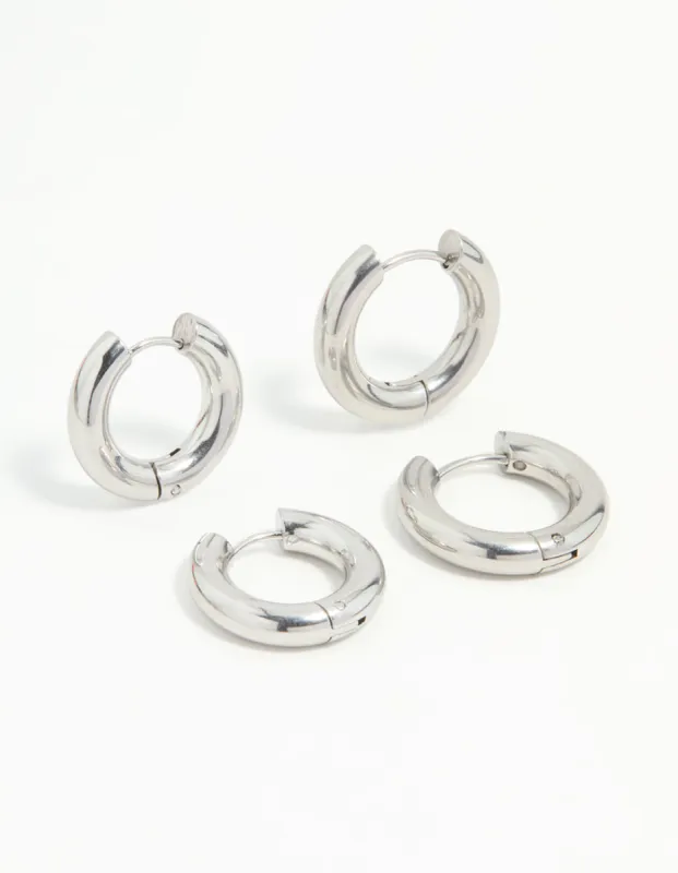 Waterproof Stainless Steel Tube Hoop Earrings 2-Pack sold by lovisa