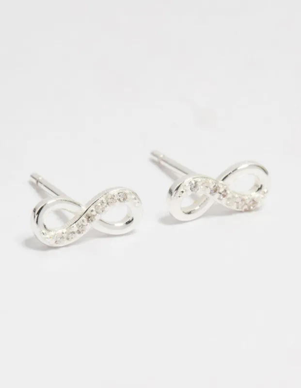 Sterling Silver Cubic Zirconia Infinity Stud Earrings sold by lovisa