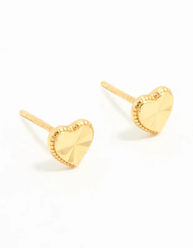 Gold Plated Sterling Silver Diamante Heart Stud Earrings sold by lovisa
