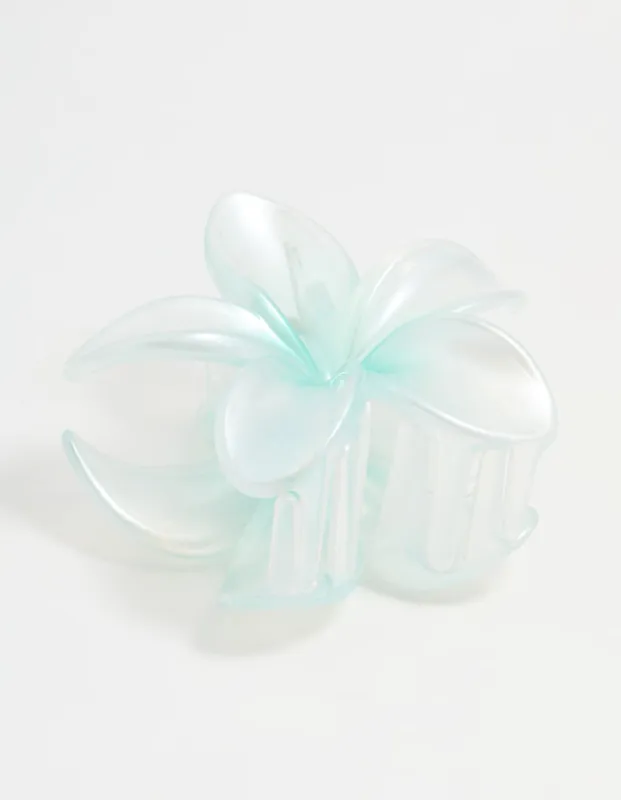 Blue Ombre Pearlised Frangipani Flower Claw Clip sold by lovisa