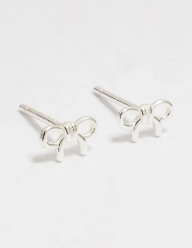 Sterling Silver Mini Clean Bow Stud Earrings sold by lovisa