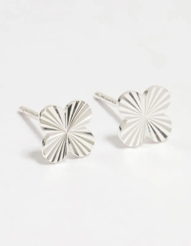 Sterling Silver Ribbed Flower Stud Earrings sold by lovisa