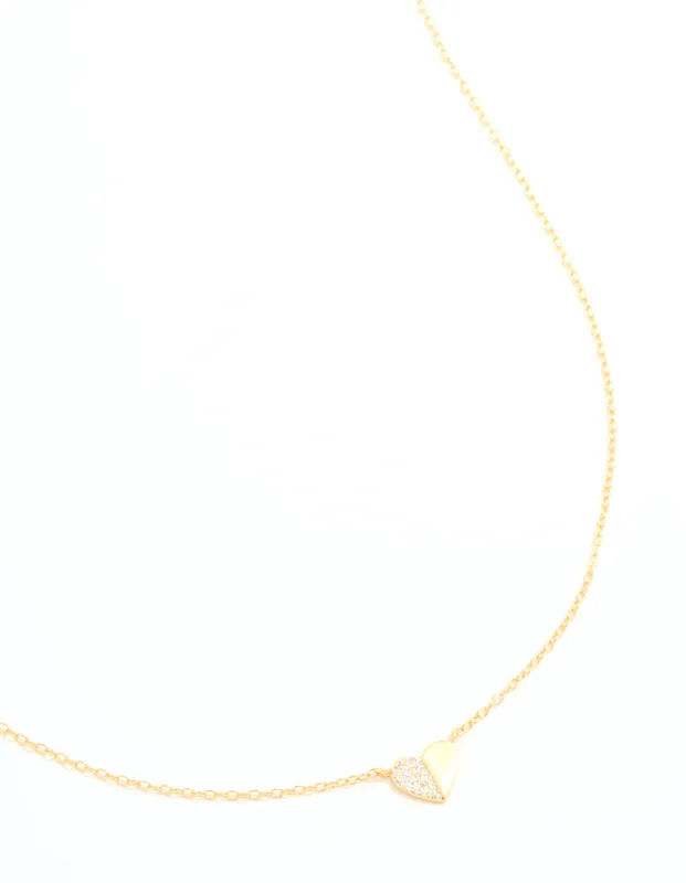 Gold Plated Sterling Silver Cubic Zirconia Mini Heart Necklace sold by lovisa