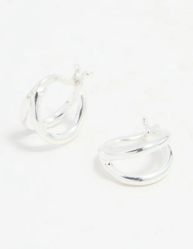 Sterling Silver Chubby Double Hoop Earrings sold by lovisa