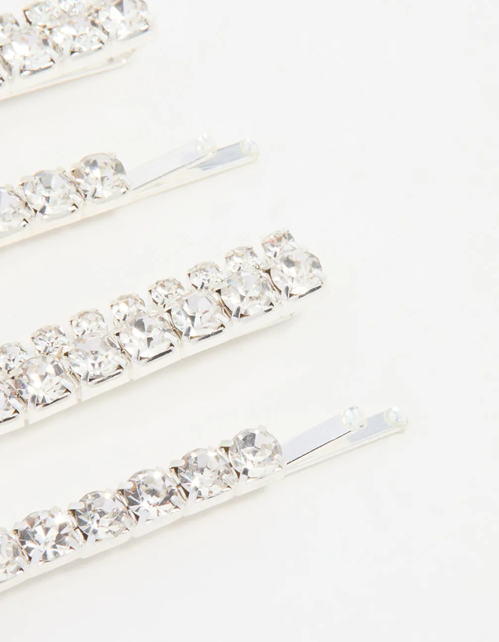 Silver Diamante Dressy Hair Slides 4-Pack sold by lovisa product image thumbnail 3