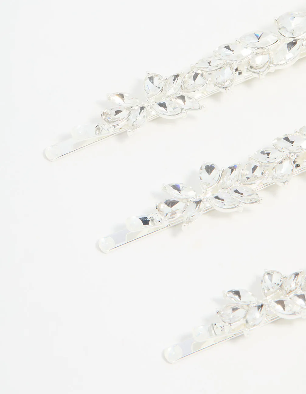 Silver Diamante Leafy Hair Slides 3-Pack sold by lovisa product image thumbnail 2