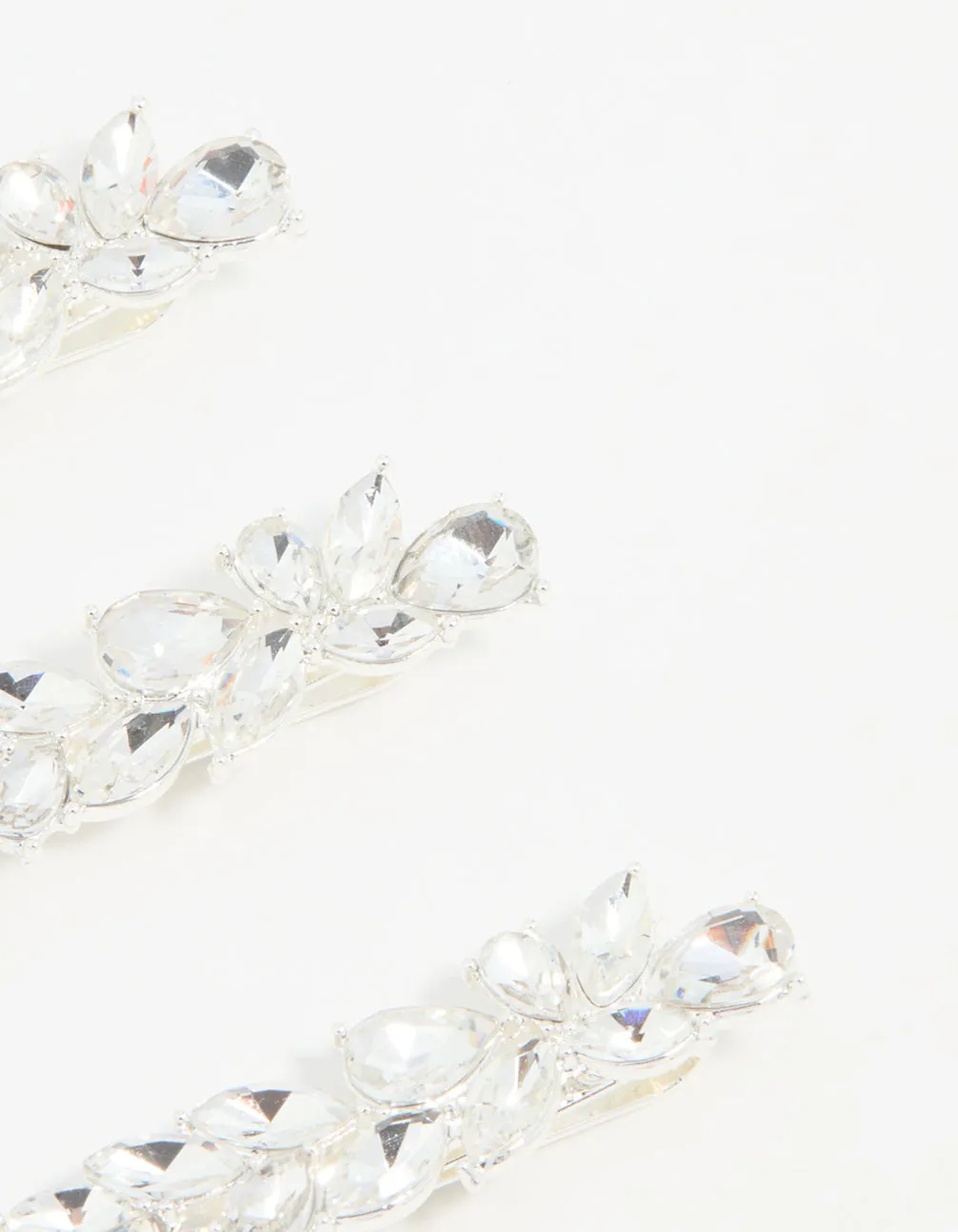 Silver Diamante Leafy Hair Slides 3-Pack sold by lovisa product image thumbnail 3