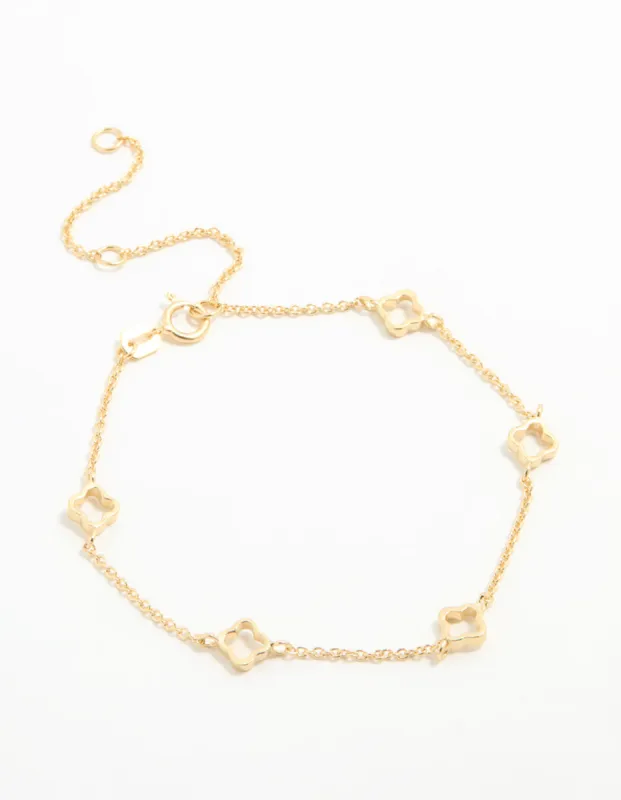 Gold Plated Sterling Silver Flower Statement Bracelet sold by lovisa