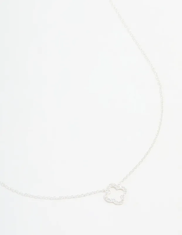 Sterling Silver Cubic Zirconia Flower Pendant Necklace sold by lovisa