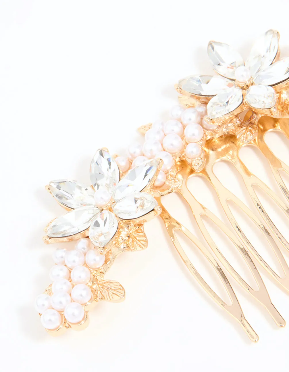 Rose Gold Diamante & Pearl Flower Comb sold by lovisa product image thumbnail 2