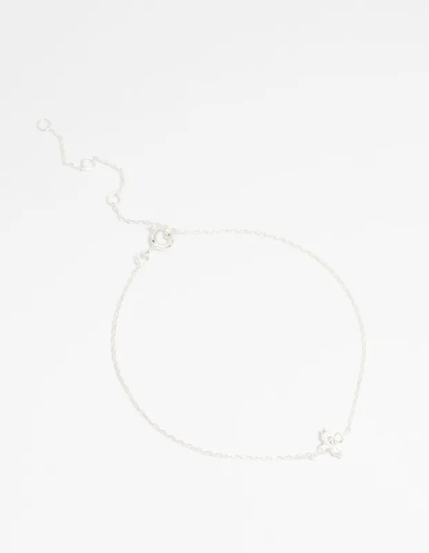Sterling Silver Cubic Zirconia Micro Flower Bracelet sold by lovisa