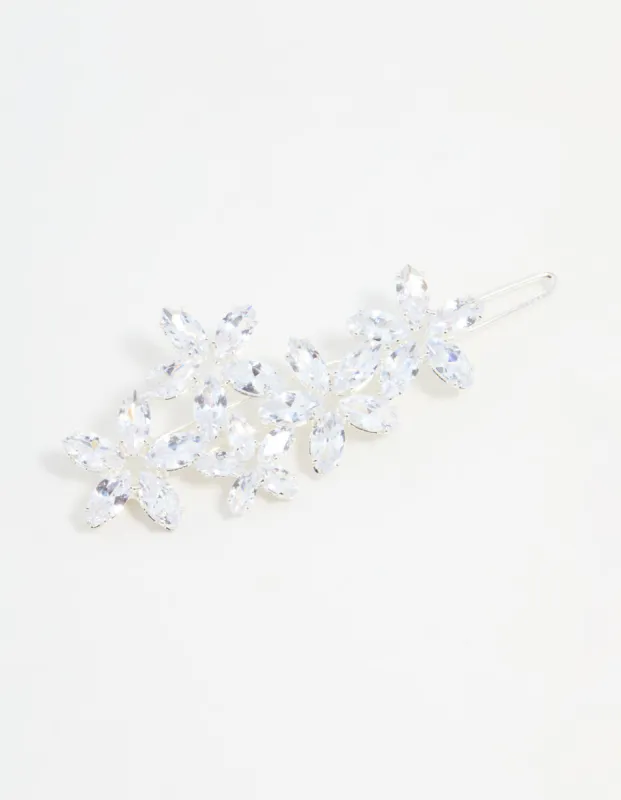 Silver Diamante Flower Cluster Hair Clip sold by lovisa