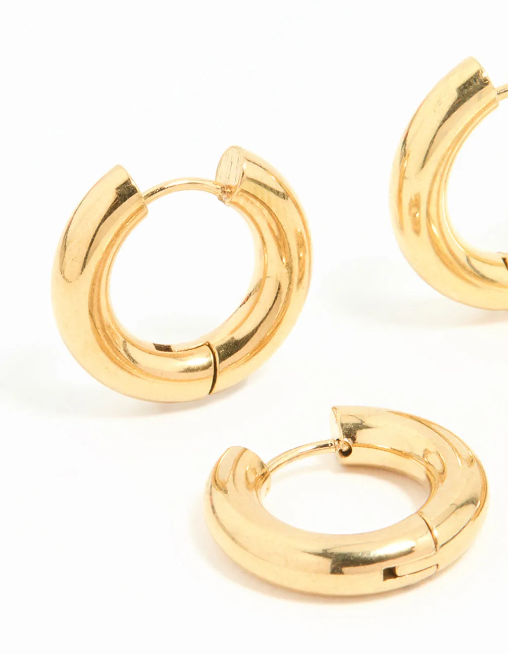 Waterproof Gold Plated Stainless Steel Tube Hoop Earrings 2 Pack sold by lovisa product image thumbnail 2